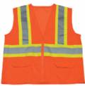 Orange Two Tone Stripes Ansi Class 2 Mesh Vest